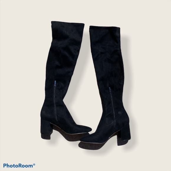 Marc Fisher LTD Black Knee High Heeled Boots - Picture 2 of 6